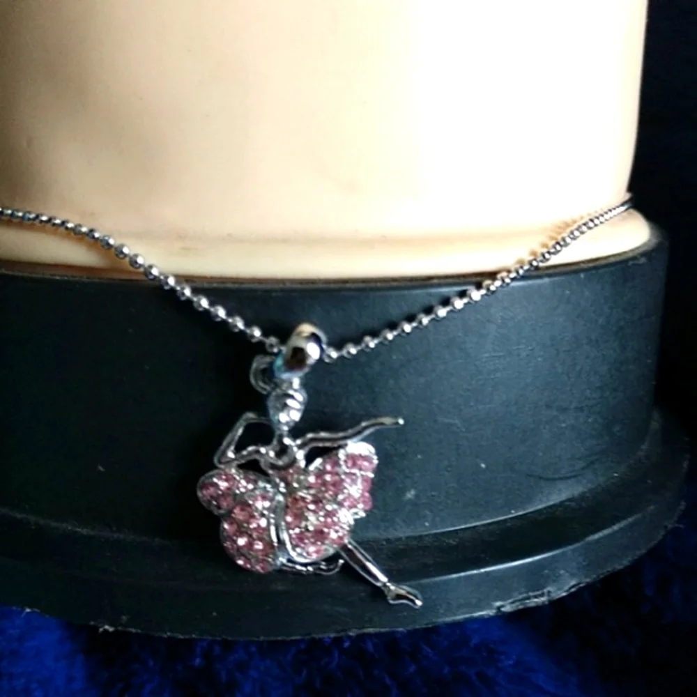 Ballerina Necklace NWT w/Pink Ice Stones Little Girls 16